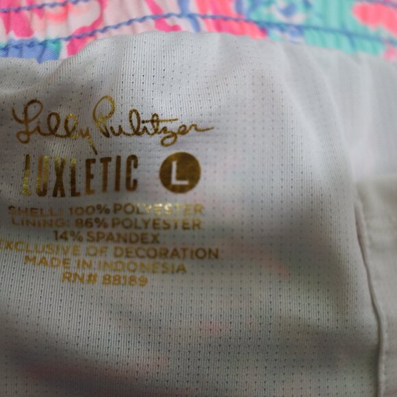 Lilly Pulitzer Luxletic Colorful Floral Print Athletic Shorts LG - Picture 9 of 10